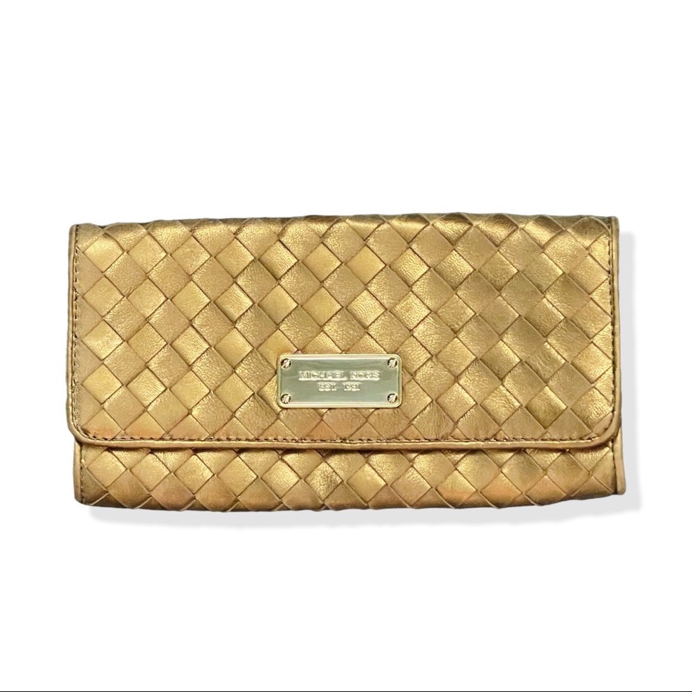 Vintage Michael Kors Gold Weave Clutch Handbag
